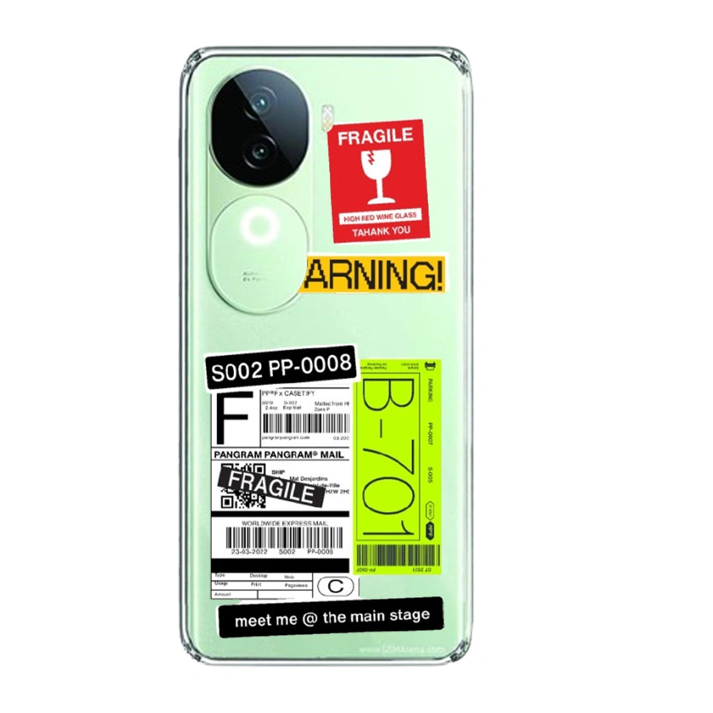 Fragile Labels - Clear Printed Silicone Case For IQOO Infographic