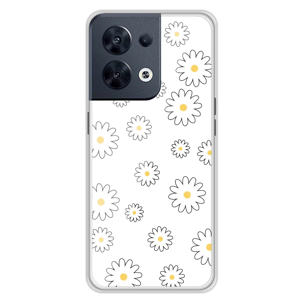 White Flowers - Clear Printed Silicon Case For Oppo Models