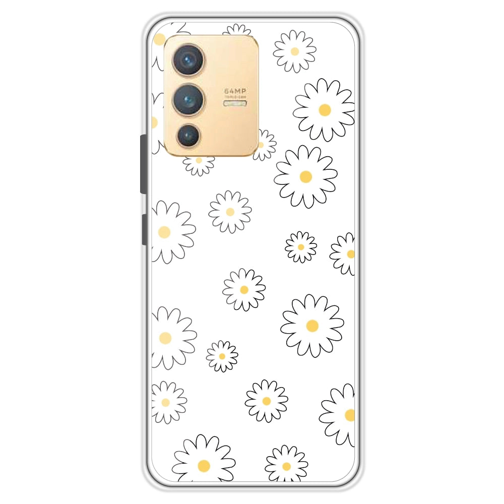 White Flowers - Clear Printed Case For Vivo Models