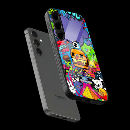Colorful Graffiti Cartoon - Glass Case For Samsung Galaxy Infographic