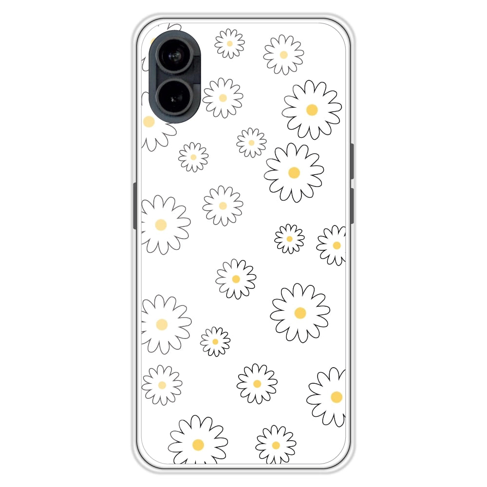 White Flowers - Clear Printed Case For Nothing Models