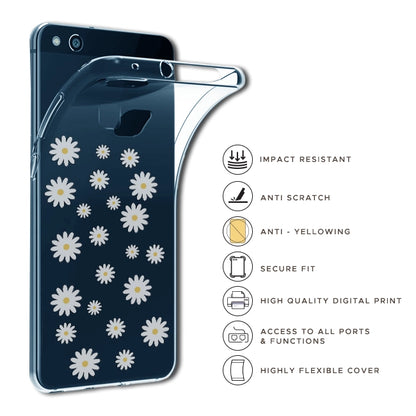 White Flowers - Clear Printed Silicone Case For Samsung Models infographic