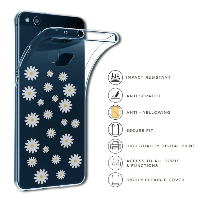 White Flowers - Clear Printed Silicone Case For iQOO Models infographic