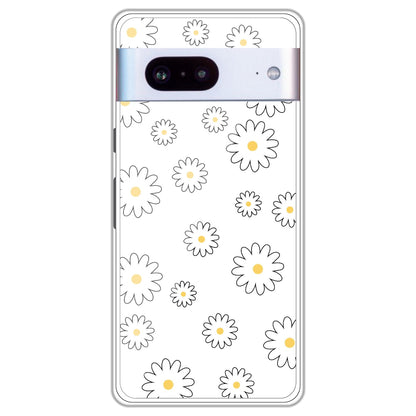 White Flowers - Clear Printed Case For Google Models