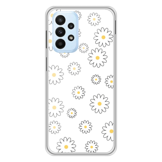 White Flowers - Clear Printed Silicone Case For Samsung Models