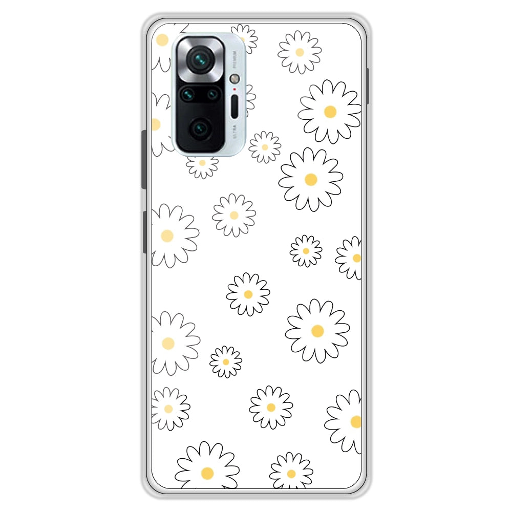 White Flowers - Clear Printed Case For Redmi Models