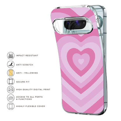 Pink Hearts - Printed Silicone Case For Google Pixel Infographic