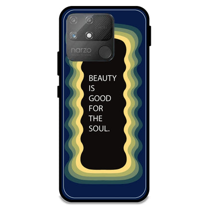 'Beauty Is Good For The Soul' - Dark Blue Armor Case For Realme Models Realme Narzo 50A
