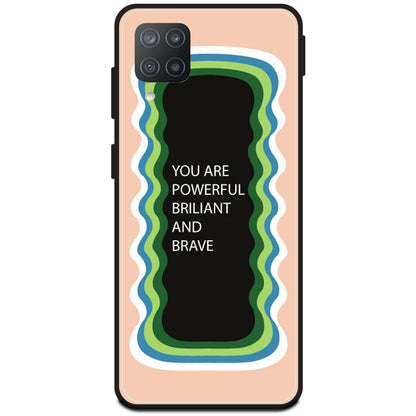 'You Are Powerful, Brilliant & Brave' - Peach Armor Case For Samsung Models Samsung F12