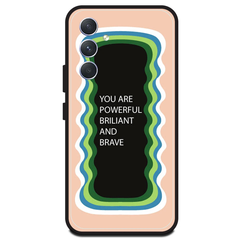 'You Are Powerful, Brilliant & Brave' - Peach Armor Case For Samsung Models Samsung A54 5G