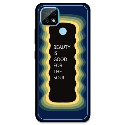 'Beauty Is Good For The Soul' - Dark Blue Armor Case For Realme Models Realme C21 (2021)