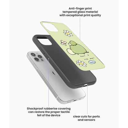 Cute Turtle & Daisy “Have a Nice Day” - Glass Case For Apple iPhone Infographic
