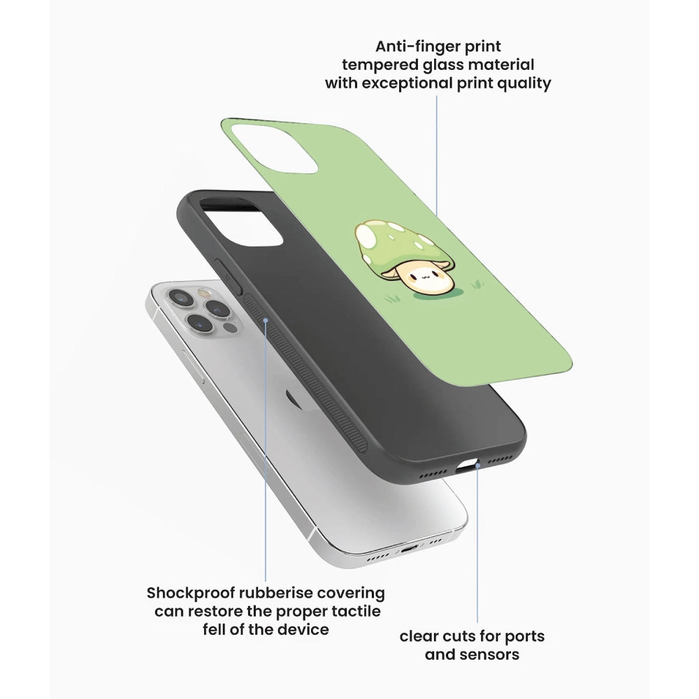 Cute Mushroom Character - Glass Case For Apple iPhone Infographic