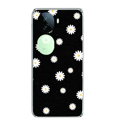 White And Black Flower - Printed Silicone Case For IQOO Infographic