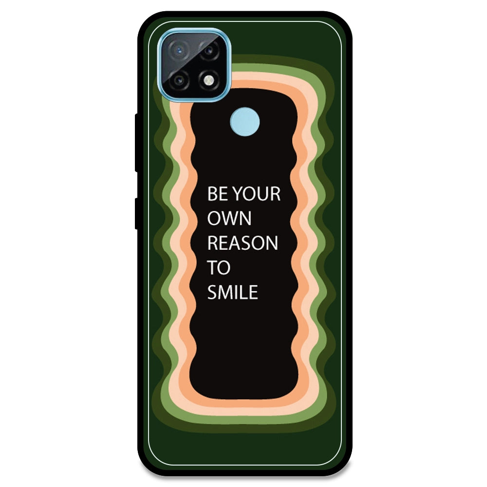 'Be Your Own Reason To Smile' - Olive Green Armor Case For Realme Models Realme C21 (2021)