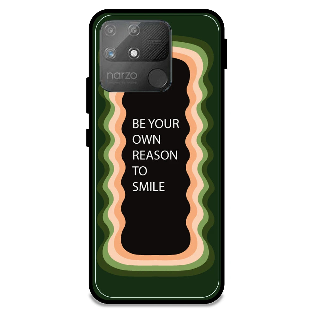 'Be Your Own Reason To Smile' - Olive Green Armor Case For Realme Models Realme Narzo 50A