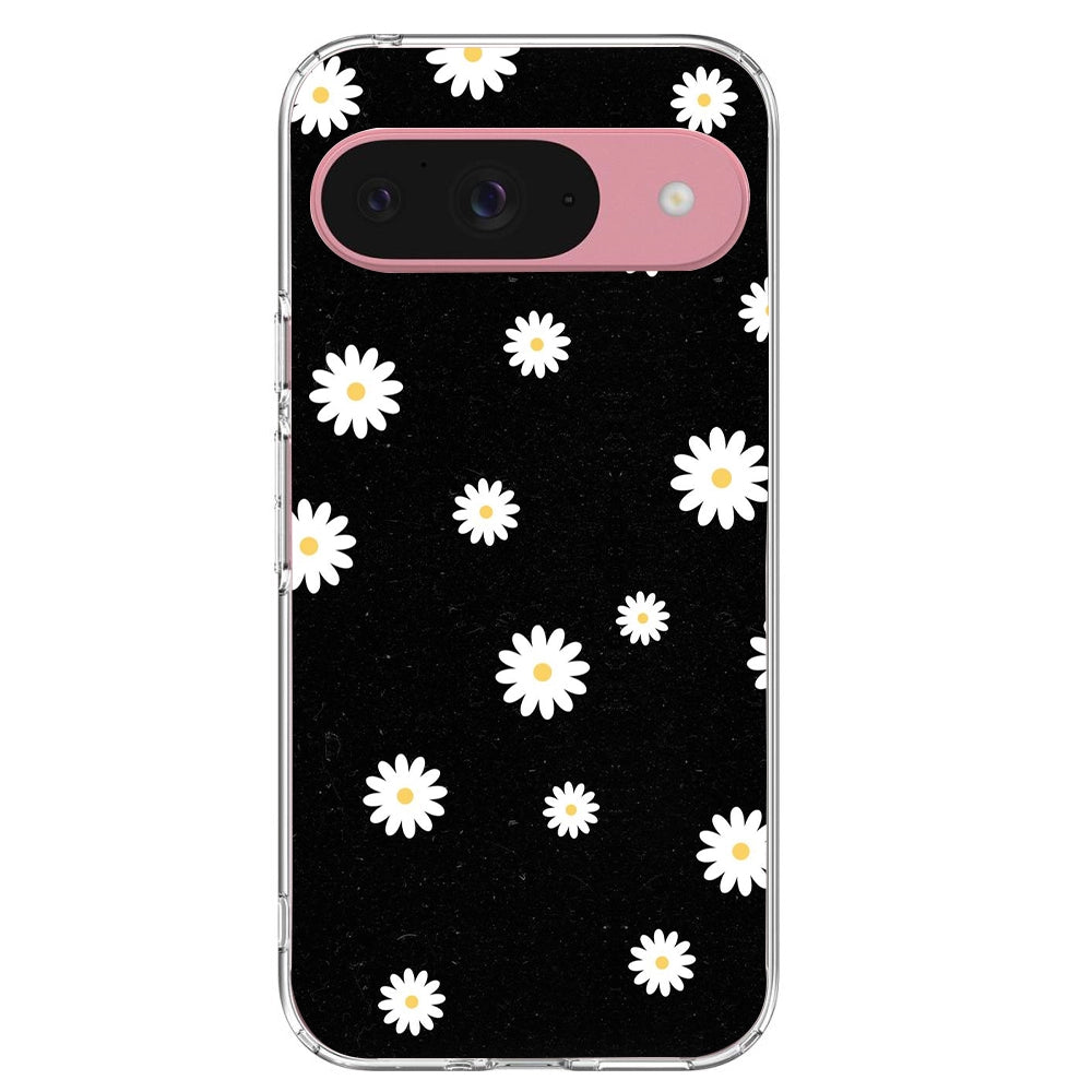 White And Black Flower - Printed Silicone Case For Google Pixel Infographic