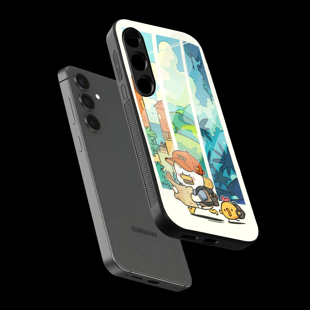 Cute Duck Adventure - Glass Case For Samsung Galaxy Infographic