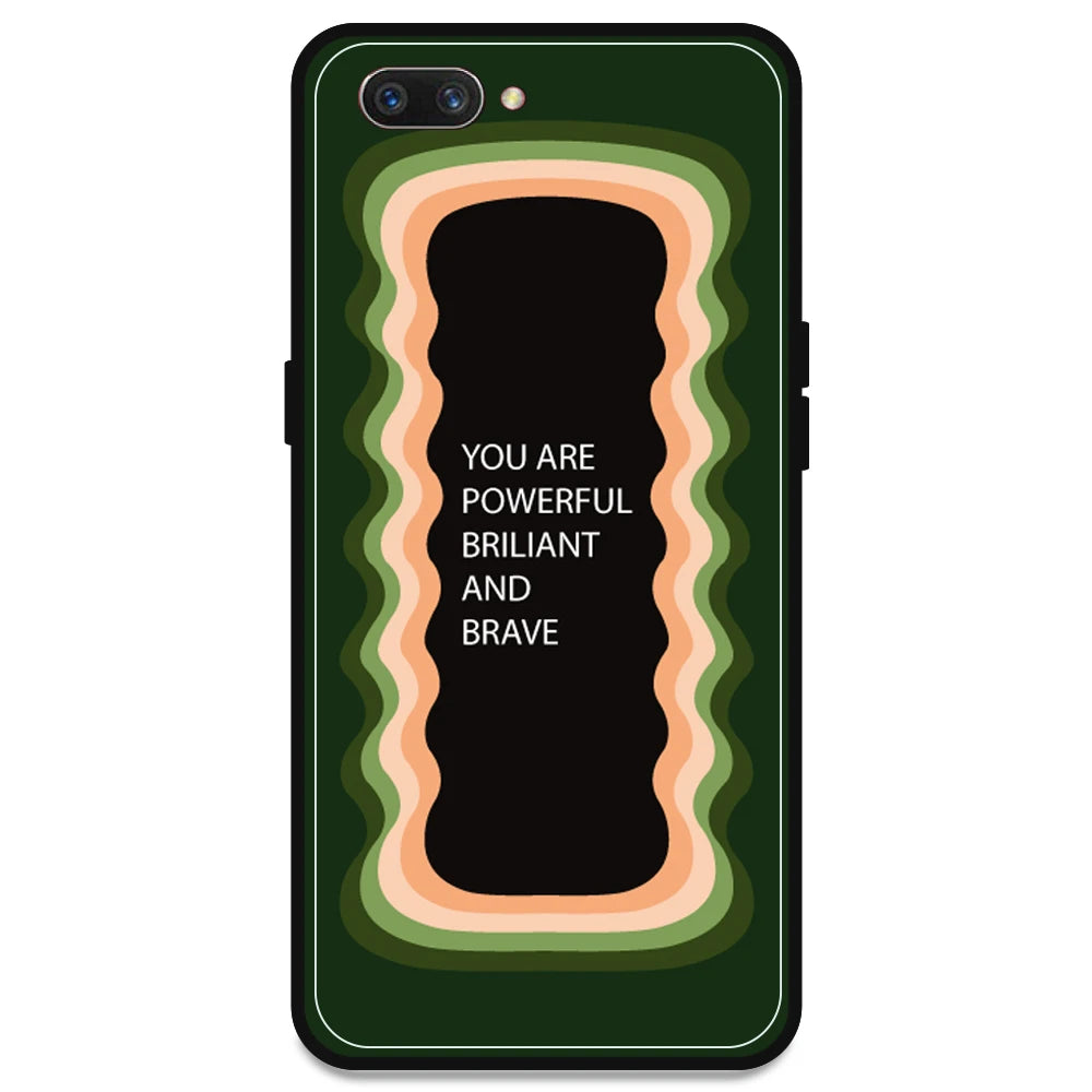 'You Are Powerful, Brilliant & Brave' - Olive Green Armor Case For Oppo Models Oppo A3s