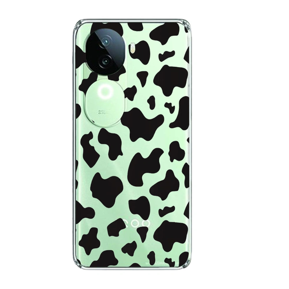 Cow Print - Clear Printed Silicone Case For IQOO Inographic