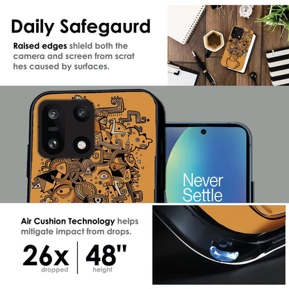 Abstract Coffee Doodle - Glossy Metal Silicone Cases for OnePlus Models