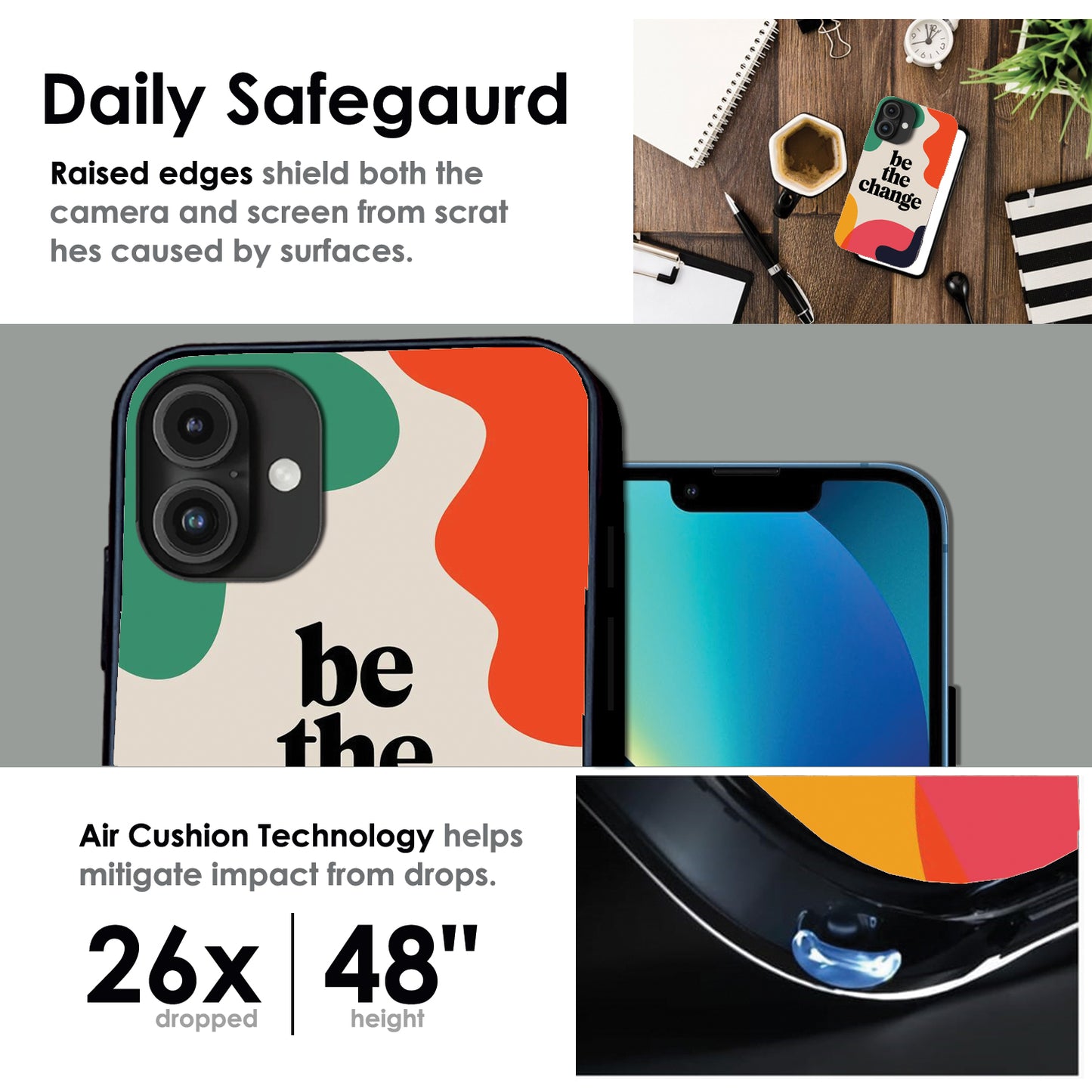 Be the Change - Glossy Metal Silicone Cases for Apple iPhone