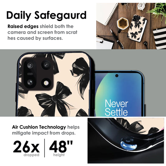 Black Bows - Glossy Metal Silicone Case For OnePlus Models