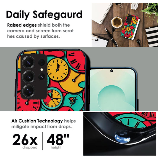 Colorful Vintage Clocks - Glossy Metal Silicone Case For Samsung Models
