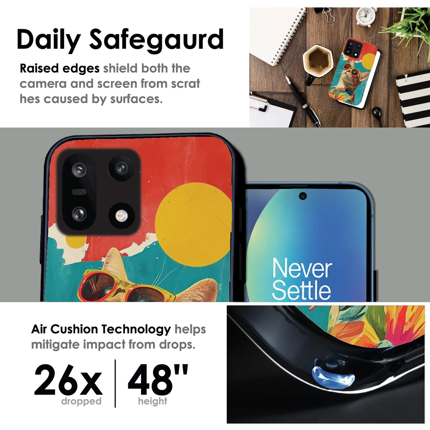 Cool Cat Summer - Glossy Metal Silicone Cases for OnePlus Models