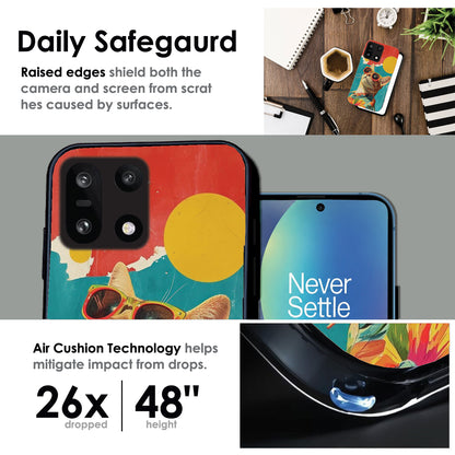 Cool Cat Summer - Glossy Metal Silicone Cases for OnePlus Models