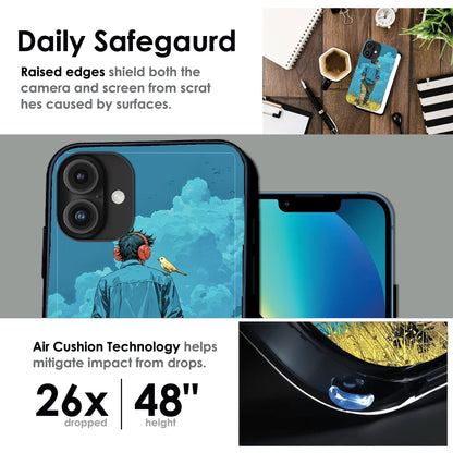 Dreamer in Blue Clouds - Glossy Metal Silicone Cases for Apple iPhone
