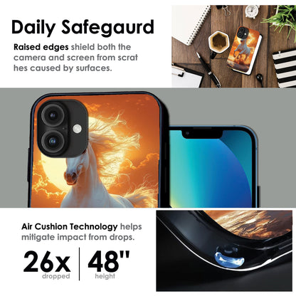 Majestic White Horse - Glossy Metal Silicone Cases for Apple iPhone