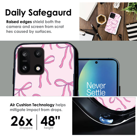 Pink Bows - Glossy Metal Silicone Case For OnePlus Models