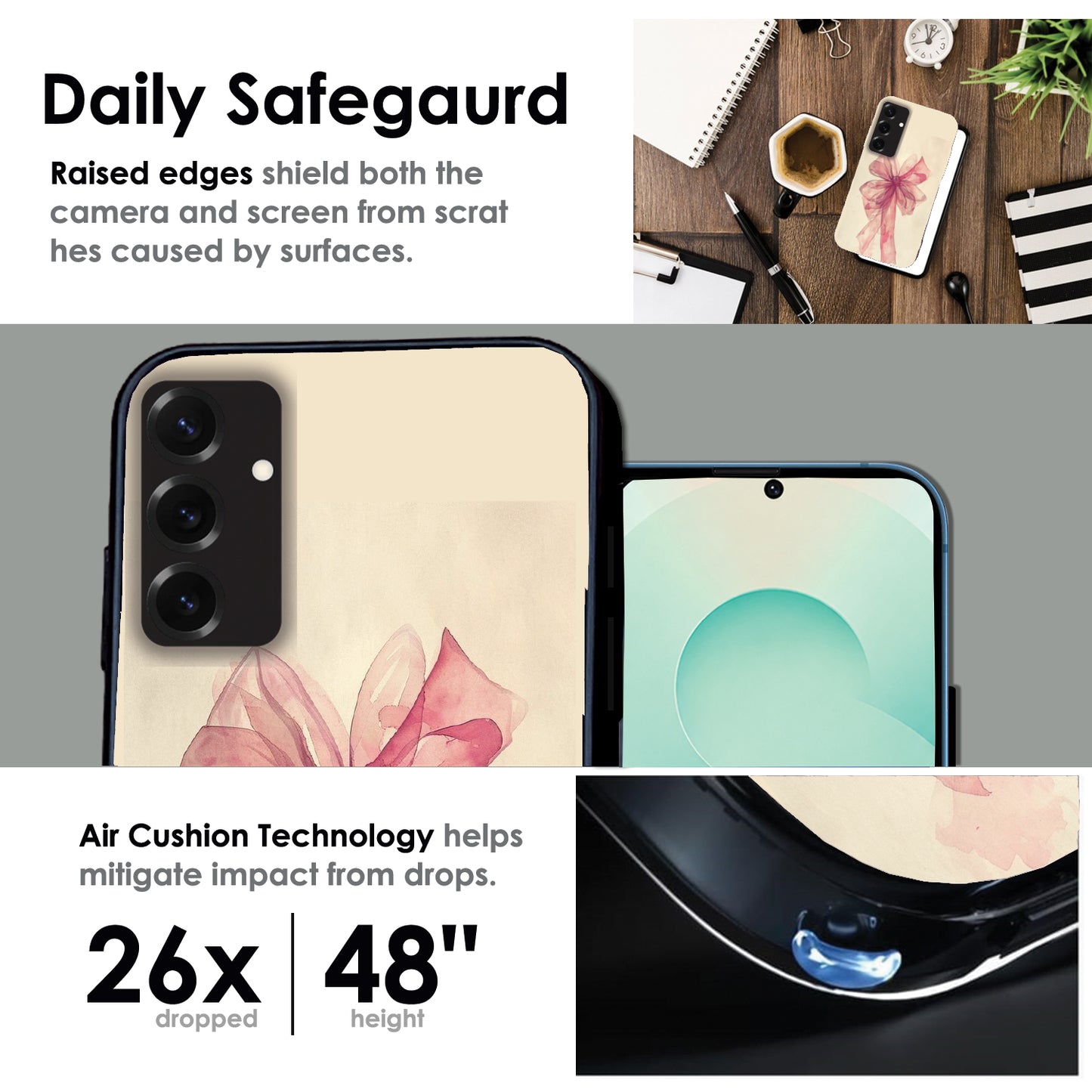 Pretty Pink Bows - Glossy Metal Silicone Cases for Samsung