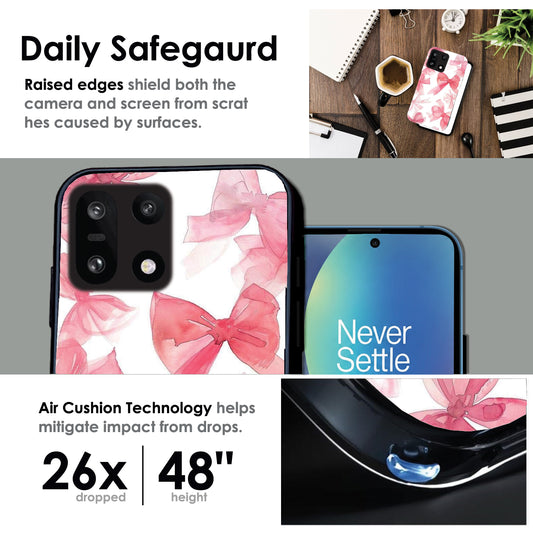 Cute Pink Bows - Glossy Metal Silicone Case For OnePlus Models