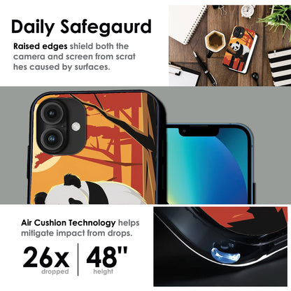 Sleeping Panda Sunset - Glossy Metal Silicone Cases for Apple iPhone