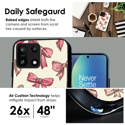 Pastel Pink Bows - Glossy Metal Silicone Case For OnePlus Models