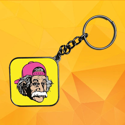 Einstein Swag - Keychain With Silver Border (Pack Of 2)