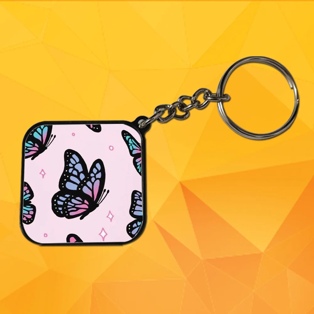 Butterfly - A Combo Of 4 Black Border Keychains