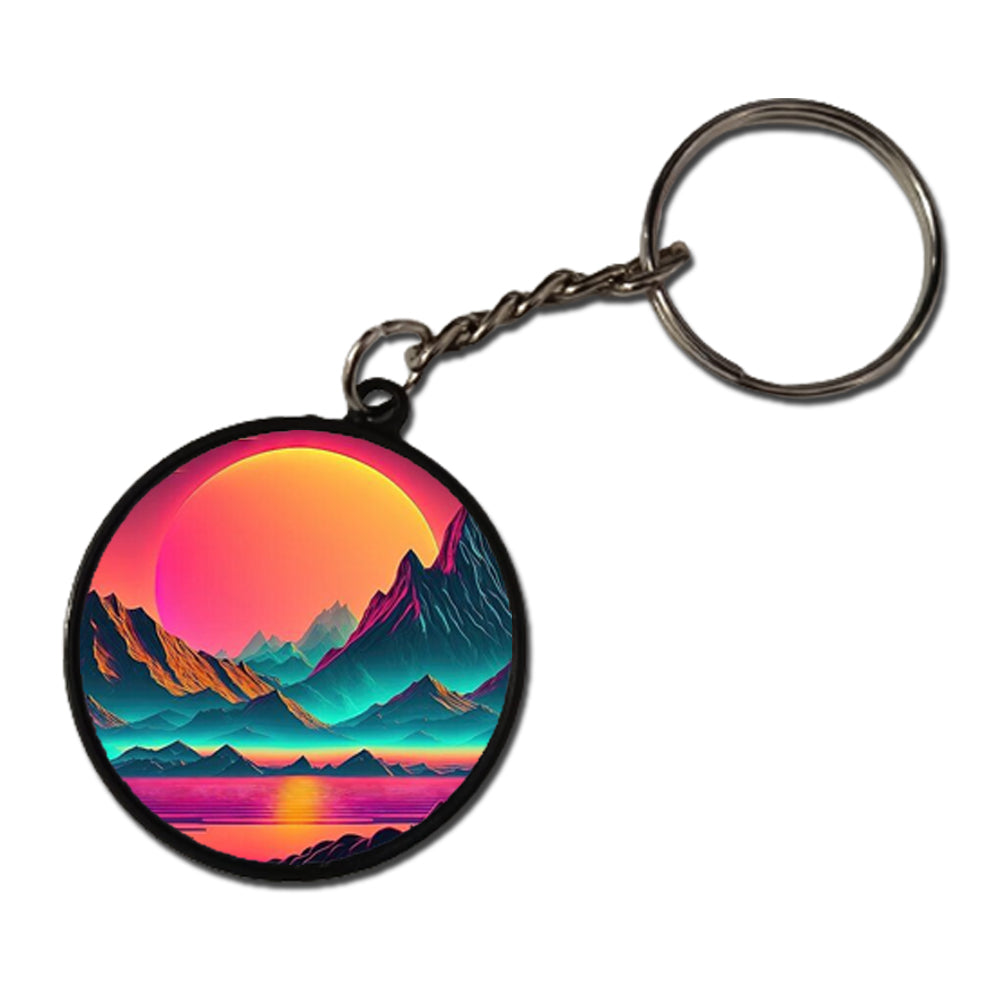 Sunset At The Mountains - Keychain CIRCLE