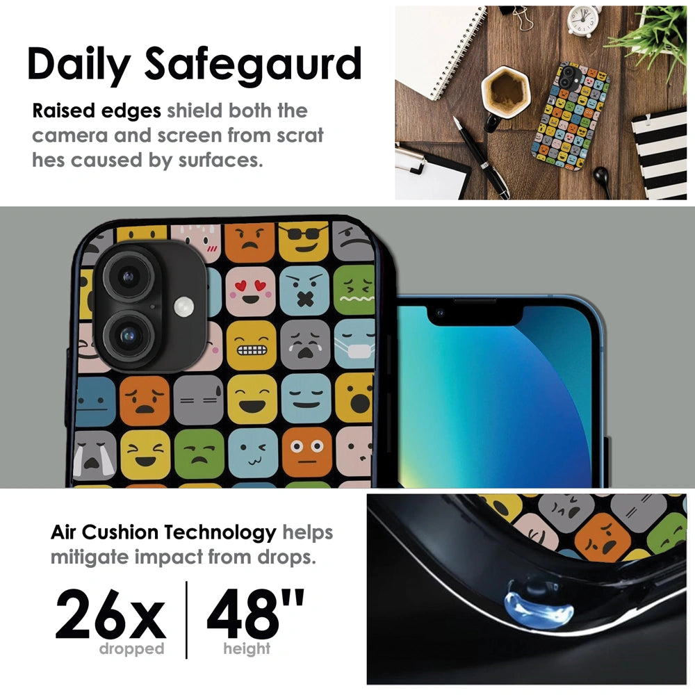 Colorful Expression Pattern - Glossy Metal Silicone Case For Apple iPhone Infographic