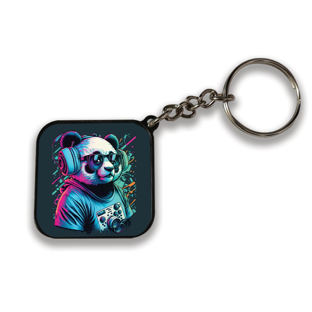 Panda DJ - Keychain SQUARE