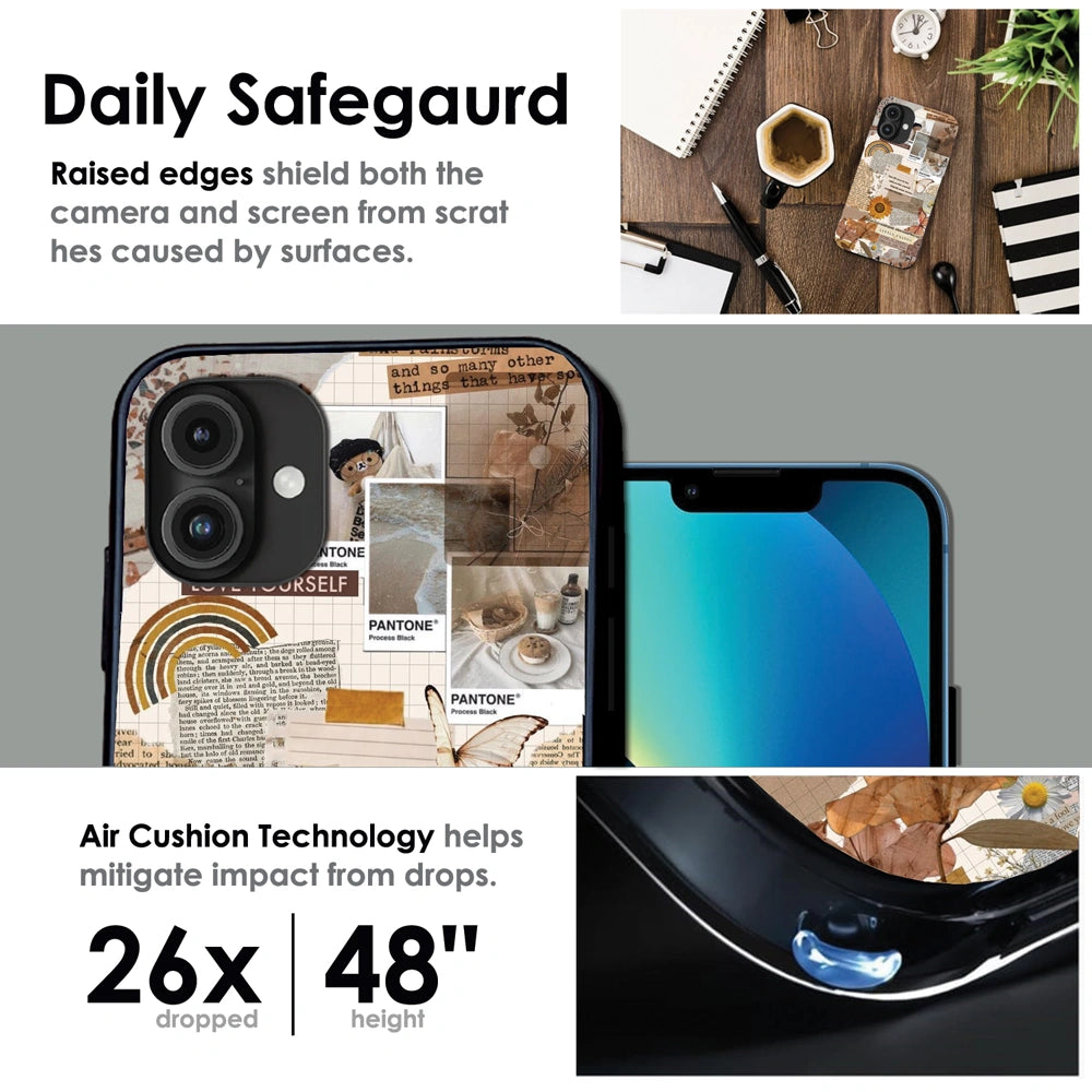 Aesthetic Butterfly & Sunflower - Glossy Metal Silicone Case For Apple iPhone Infographic