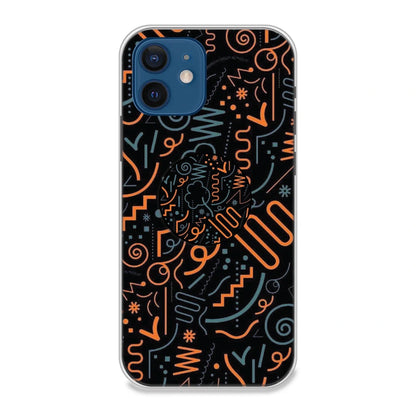 Orange Graffiti - Silicone Grip Case For Apple iPhone Models iPhone 12 