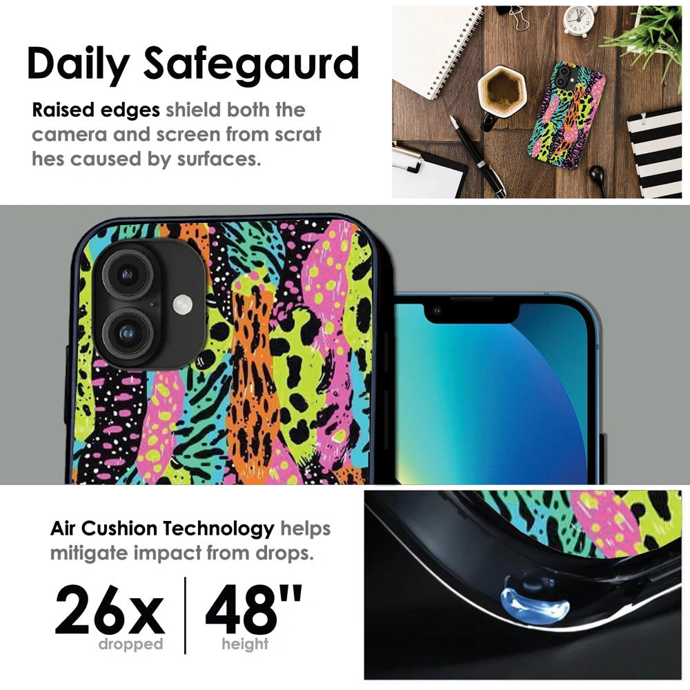 Colorful Artistic Paint Splash - Glossy Metal Silicone Case For Apple iPhone Infographic