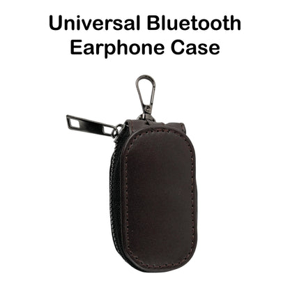 Black Leather Zipper Pouch with Keychain Hook for Earphones, Keys & Small Accessories Infographic