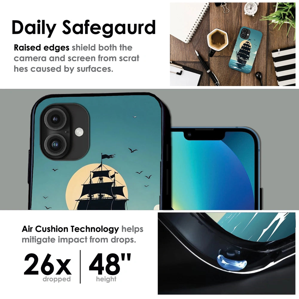Nautical Sea Adventure - Glossy Metal Silicone Case For Apple iPhone Infographic