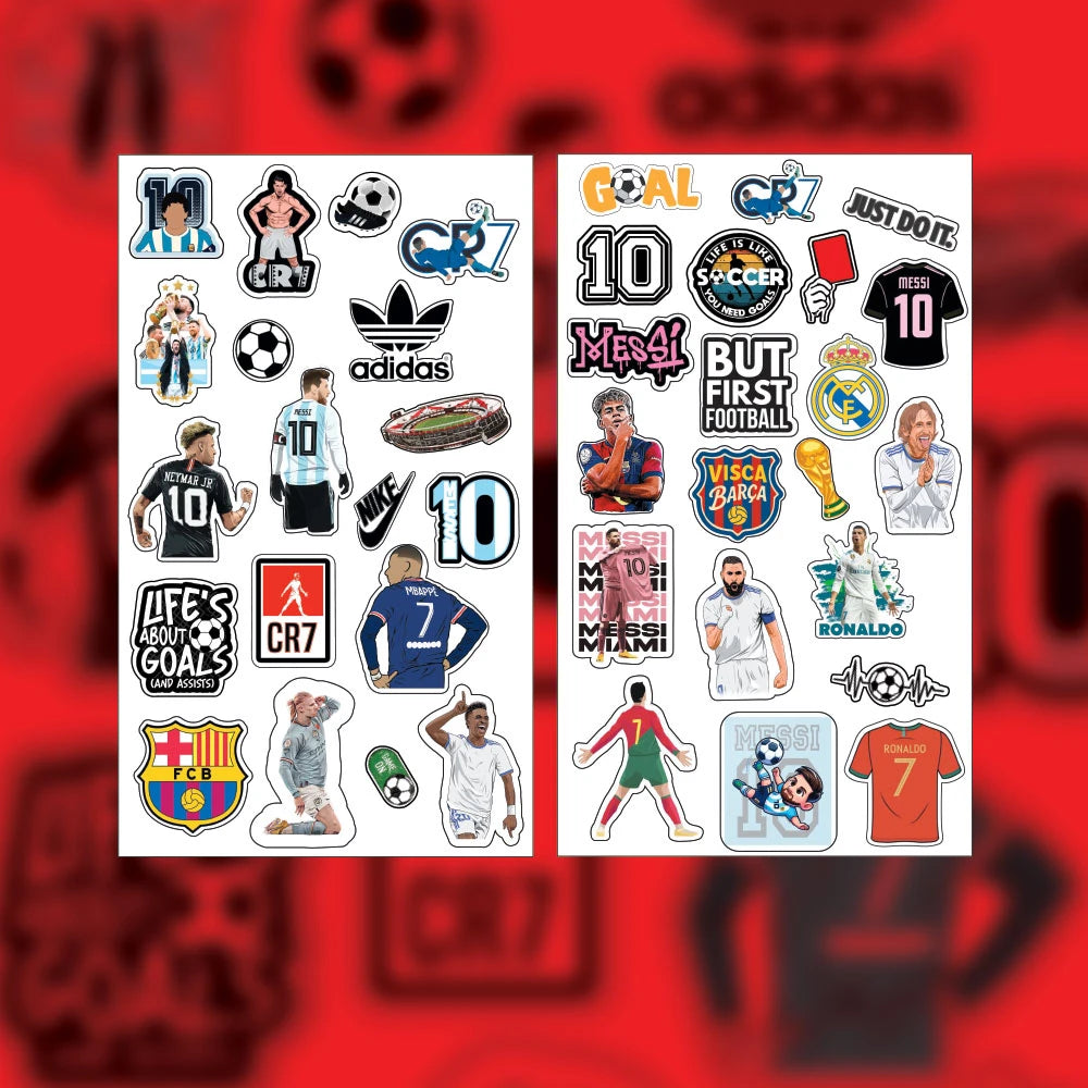 Football Stickers Pack – 42+ Soccer Star Waterproof Stickers
