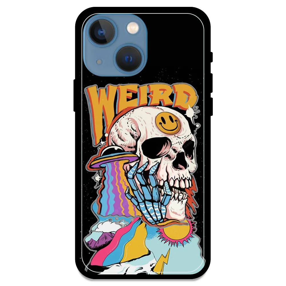 Weird Skull Graffiti - Glossy Metal Silicone Case For Apple iPhone Models- Apple iPhone 13 mini