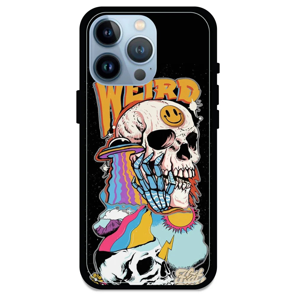 Weird Skull Graffiti - Glossy Metal Silicone Case For Apple iPhone Models- Apple iPhone 13 pro max